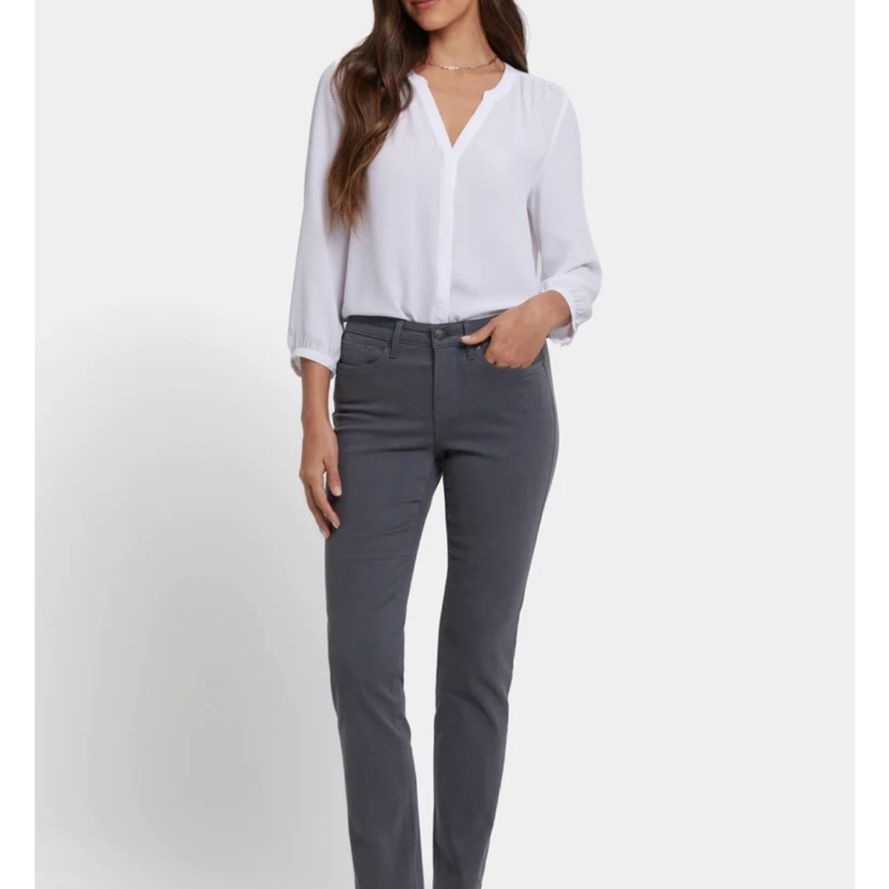NYDJ Sheri Slim Women's Crisp White Straight Leg Jeans - Picture 4 of 4
